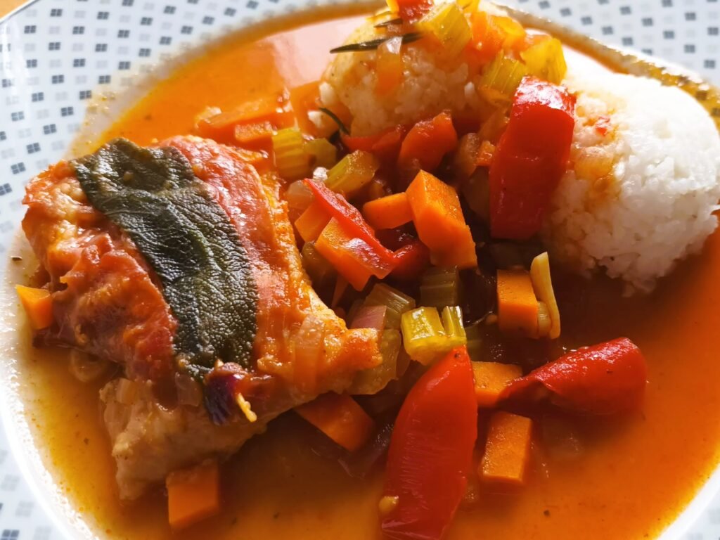 Saltimbocca mit Hähnchen und mediterranem Gemüse