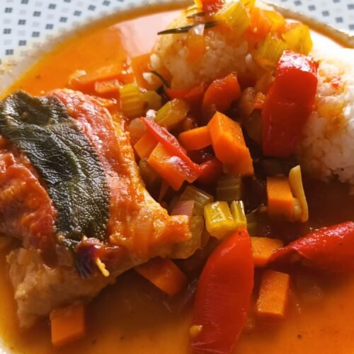 Saltimbocca mit Hähnchen und mediterranem Gemüse